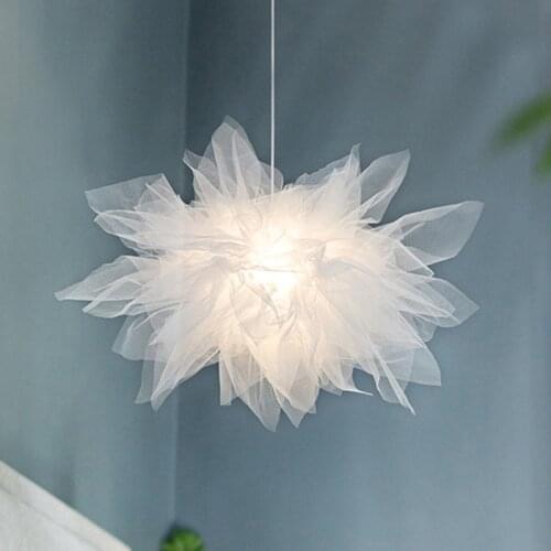 Modern personality chandelier dream romantic bedroom mesh fabric chandelier E27 lamp holder study hotel restaurant chandelier