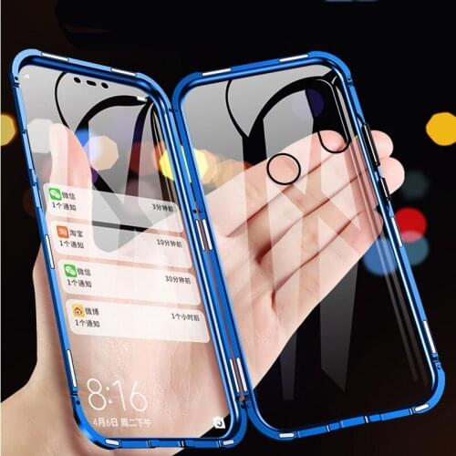 Full cover Magnetic Double Glass Case For Realme XT C15 Tempered Glass 360 Full Protective Cover For Realme x2 X2pro phone case