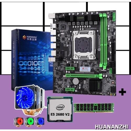 PC hardware supply HUANANZHI X79 motherboard with CPU Intel Xeon E5 2680 V2 with 6 heatpipes cooler RAM 8G DDR3 1600 REG ECC