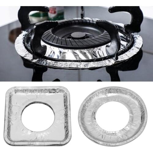 10PCS Reusable Gas Stove Thicken Clean Mat Pad Circle Gas Stove Cooker Protectors Cover Aluminum Protective Foil Liner Cocina