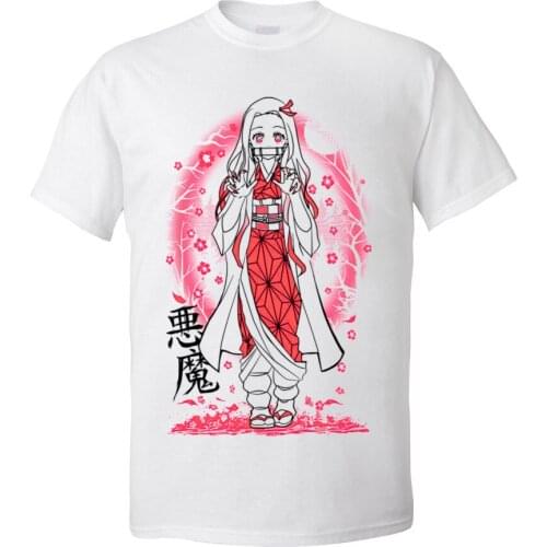 Demon Skayer T-shirt Men Anime Demon Sister Nezuko T Shirt Fashion O Neck Japan Style Short Sleeve Cotton Fabric Mens T-shirts