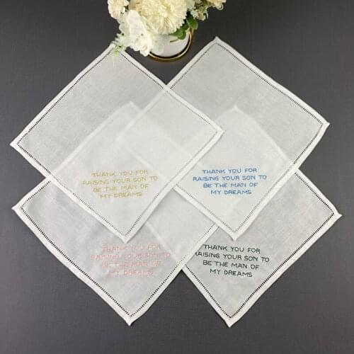 Set of 12 Fashion Personalized wedding handkerchief 10x10-inch Linen Hemstitch hankie for any wedding ceremony or special event