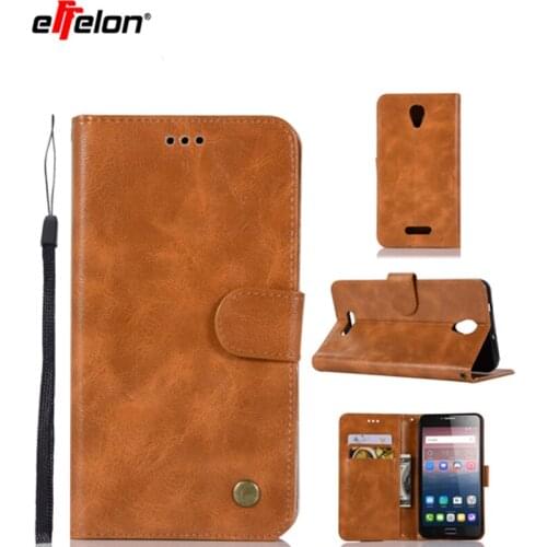 New Case For Alcatel Pop 4 Plus / Fierce 4 5.5inch Vintage Retro Plain PU Leather Wallet Case Stand Function Card Holder
