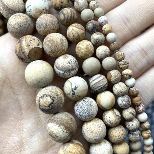 Wholesale Dull Polish Matte Natural Picture Jaspers Round Stone Beads For Jewelry Making DIY Bracelet Necklace 4/6/8/10/12mm
