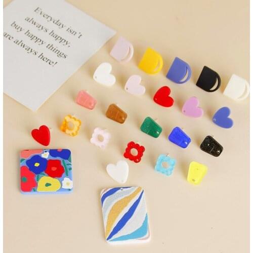 Autumn and Winter Geometric Love Small Flowers Trapezoidal Acrylic DIY Handmade Jewelry Earrings Earrings Accessories Materials