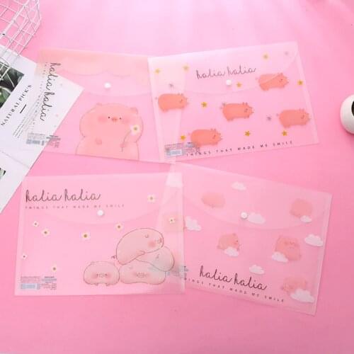 Cute Cartoon Pig File Bag Document Bag File Folder Stationery Filing Production