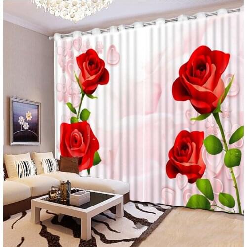 Custom 3d stereoscopic curtains for kitchen rose blackout curtains luxury curtains for living room european style