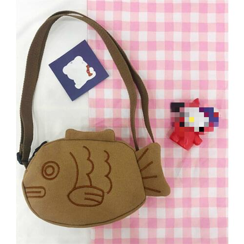 Portable Girl Student Crossbody Bags Phone Purse Cartoon Fish Canvas Ladies Messenger Bag Casual Female Small Shoulder Bags