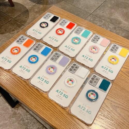 Transparent Armor Ring Holder Stand Bracket Protection Case For Samsung Galaxy A72 A 72 4G 5G A726 A725F Soft Shockproof Cover