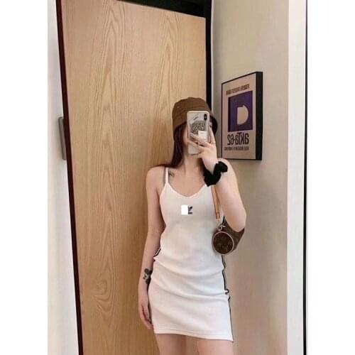 2021 wanghong nightclub sexy short dress with suspenders, versatile dress with buttocks, letter embroidery and slim fitting