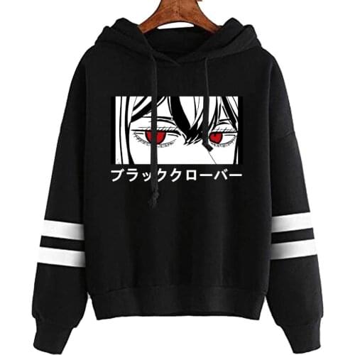 Anime Black Clover Eyes Print Hoodies Men Harajuku Streetwear Winter Unisex Sweatshirts Male