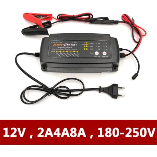 Smart 12V 2A 4A 8A Car Motorcycle Lead Acid CA Calcium AGM GEL Wet Battery Charger 7 Stage Intelligent Automatic Stop 220V Auto