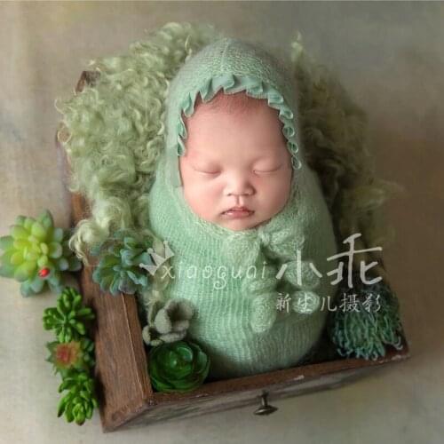 Crochet Soft Baby Sleeping Bag Newborn Sleep Sack Baby Mohair Hats Knitted Newborn Wraps Baby Photography Props Photoshoot