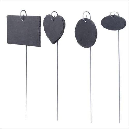 Plant Labels, Garden Plant Markers, Reusable Natural Slate Plant Tags on Metal Hanger Rod Stakes Garden Signs for Vegetables
