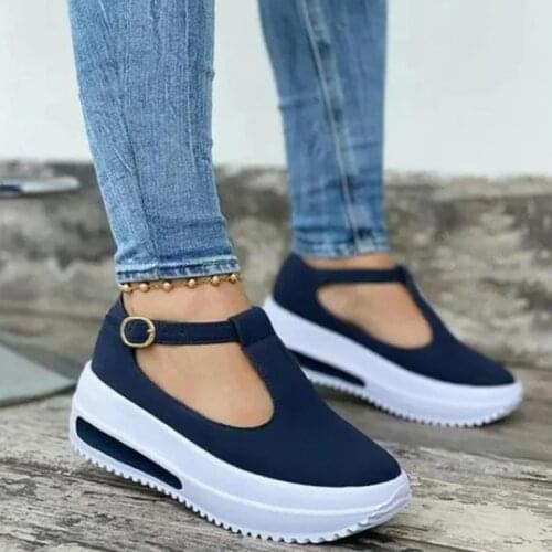 Women Shoes 2021 Summer Pumps Chunky Mid Heels Plus Size Breathable Mesh Sneaker Wedges Female Mujer Sapato Feminino platform