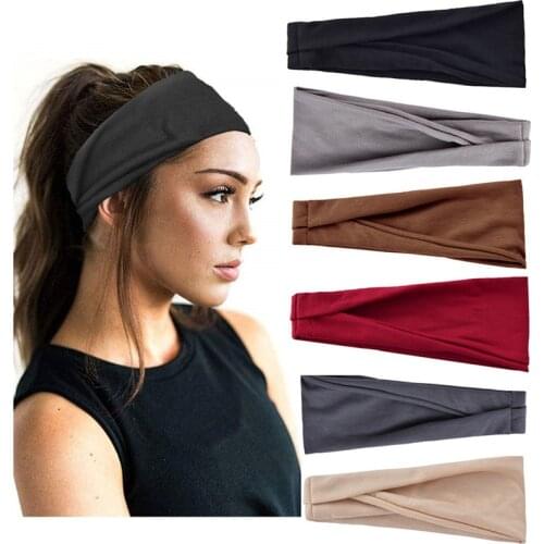 2021 womens headband cross knot elastic hairband soft solid color girls hairband hair accessories unisex sports hairband