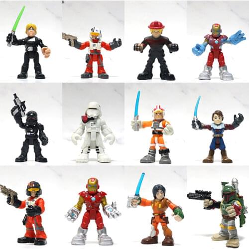 STAR WARS and Marvel Heroes Iron Man Anakin Skywalker Cute Q Version Joints Movable Action Figure Ornament Model Toys