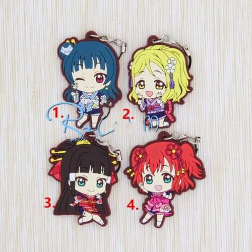 1pcs Anime Keychain Love Live Sunshine keychain Cute Girls Mari Dia Aqours Tsushima Yoshiko Phone Pendant Portachiavi Keyring