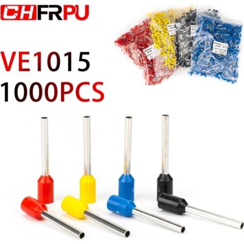 1000pcs E1015 Insulated Ferrules Terminal Block Cord End Wire Connector Electrical Crimp Terminator Wire For1.0mm2, 18 AWG