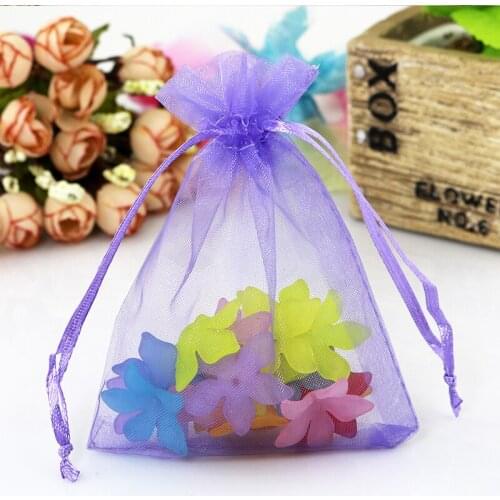 Free Shipping 1000pcs 9x12cm Purple Organza Bags Drawable Jewelry Packaging Bag Cute Wedding Christmas Gift Bags Organza Pouches
