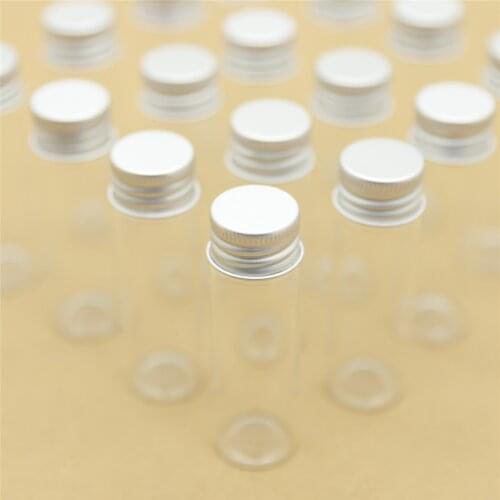 12 pieces 15ml 22*70mm Small Glass Bottles Silver Screw Cap storage & jar Glass Jars Mini Containers Test Tube Vial Bottles