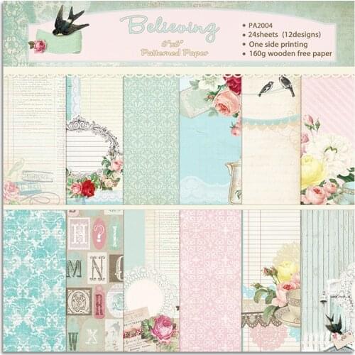 24Pcs/Lot Pattern Letters Retro Material Papers DIY Scrapbooking Album Diary Gift Decorative Paper Scrapbooking Paper