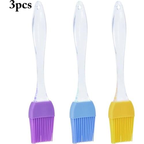 3pcs Basting Brush Heat Resistant Silicone Oil Brush Multicolor Baking Brush kitchen baking tools for Grilling