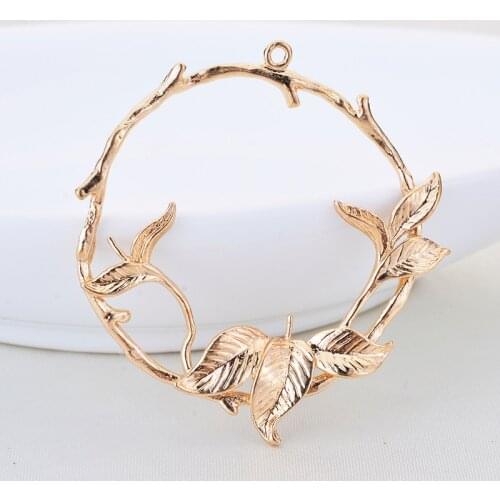 6PCS 38x38MM 24K Champagne Gold Color Plated Flower Rings Connector Charms Pendants for DIY Jewelry Making Findings Accessories