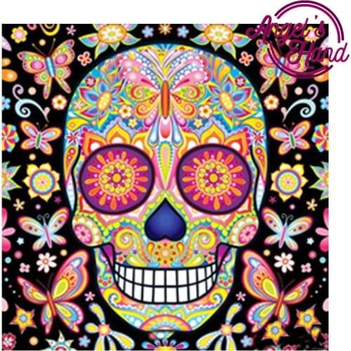 5D diy diamond painting Colored skull cross stitch spuare&round Rhinestones embroidery plastic craftsFull diamond painting