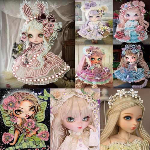 DIY 5D Diamond Painting Partially Special-shaped Drill Cartoon Series Decoration Gift Big Eyes Doll Hanging Painting 30x40cm