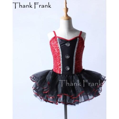 Thank Frank Sequin Camisole Ballet Tutu Dress Girls Adult Black And Red Dance Costume C358