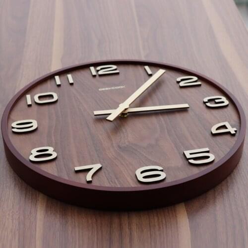 New Chinese bedroom wall clock mute living room solid wood classical quartz home decoration creative wall charts