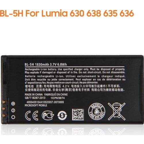 Yelping BL-5H Phone Battery For NOKIA Lumia 630 638 635 636 RM-1010 RM-978 Authentic Phone Battery BL5H 1050mAh