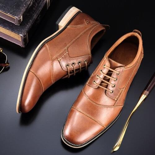 Brand Men Shoes Top Quality Oxfords British Style Men Genuine Leather Dress Shoes Business Formal Shoes Men Flats Plus Size 50