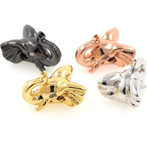 3D Elephant Head Spacer Beads Copper Animal Charms for DIY Bracelets Necklaces Jewerly Making 13x16x11MM