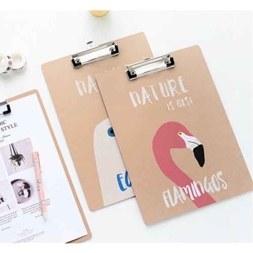 Free Shipping 4pcs/lot A4 MDF Clipboard with Hook Lovely Flamingos Writing pad File/menu clipboard with plate clip office supply
