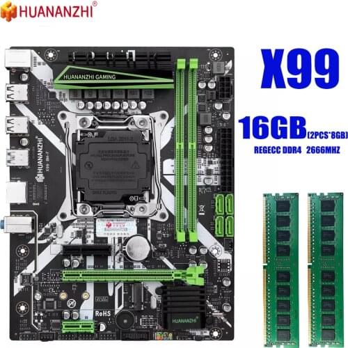 HUANANZHI X99 motherboard with 2*8G=16GB DDR4 2400Mhz REGECC memory combo kit set NVME USB3.0 MATX Server