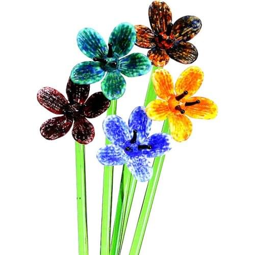 Beautiful Simulation Craft Murano Glass Flower Ornament Valentines Day Party Gifts Home Table Vase Decoration Charm Accessories