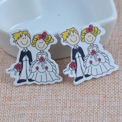 Lovely Wedding Wooden Flatback Scrapbooking Crafts For Home Decoration 20pcs 41x35mm KS15418-5X