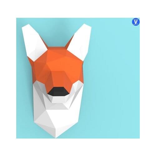 Fox Wall Hanging 3D Paper Model DIY Manual Paper Die Hanging Toy Geometric Origami Three-dimensional Composition
