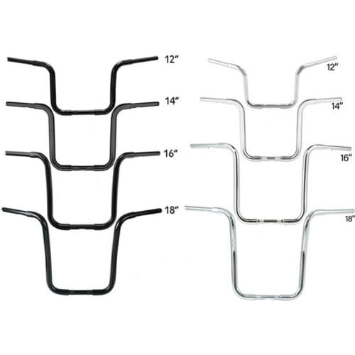 Motorcycle 18" Rise 1-1/4" Ape Hanger Handlebar For Harley Sportster XL FLST FXST Custom XL 883 1200 FLST FXST chrome/black