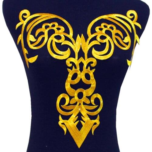 Iron On Embroidered Patches Cosplay Costumes Appliques Gold And Silver Trimes 38cm*25cm