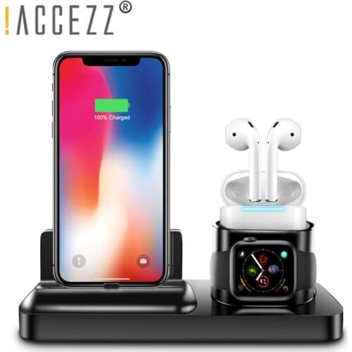 !ACCEZZ Magnetic Charging Desk Holder For iPhone XS MAX XR For AirPods Apple i Watch For Samsung Xiaomi 3 in 1 Universal Charger