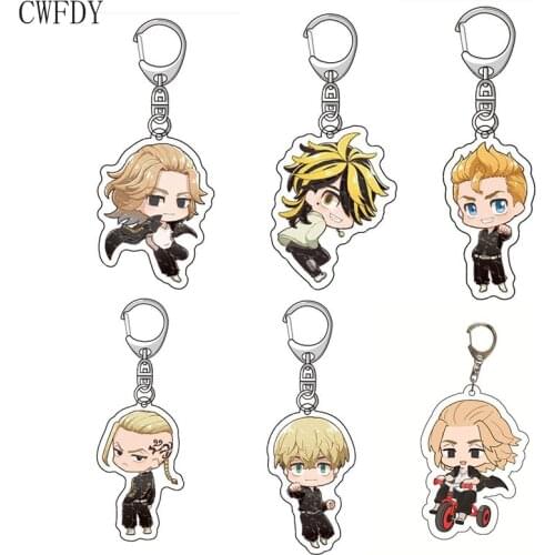 New Tokyo Revengers Keychain Manjiro Ken Takemichi Hinata Atsushi Chibi Double Sided Transparent key Chain Ring Jewelry For Fans