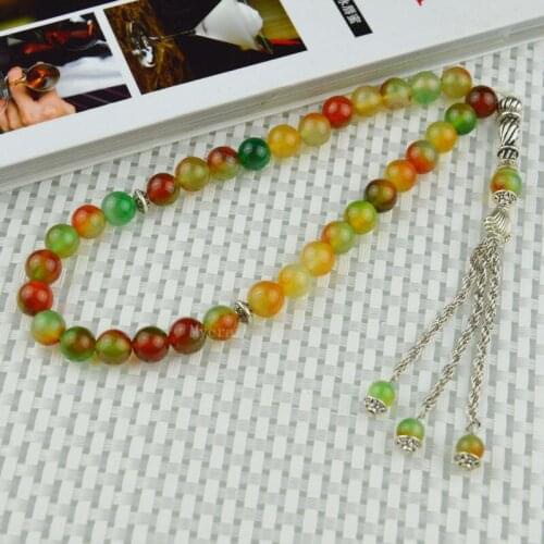 New Natural red green agates bead Islamic musilm 33 prayer beads tashih Rosary bead For thanks giving day Halloween Holiday gift