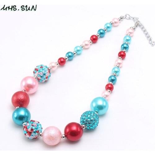 MHS.SUN Fashion Colorful Beads Chunky Necklace For Girls Baby Bubblegum Necklace Child Kids Chunky Jewelry Adorable Style