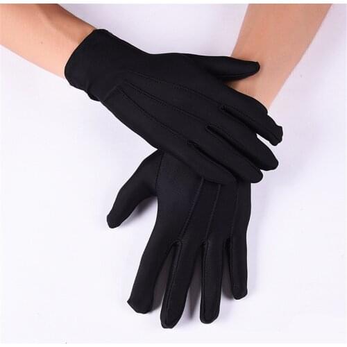 1 Pair Black White Summer Gloves Men/Women Spandex Gloves Ceremonial Gloves High Elasticity Fitting Jewelry Glove