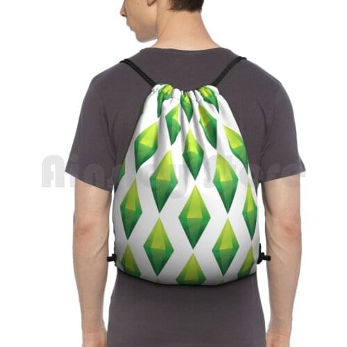 Plumbob-The Sims Backpack Drawstring Bags Gym Bag Waterproof Sims The Sims The Sims 4 Sims 4 Motherlode Plumbob Games