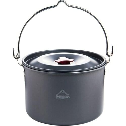 Widesea Camping Pot Hanging Aluminium 4L Pot Outdoor Cookware Pot For Cooking Picnic Camping Hiking Fishing Equipment