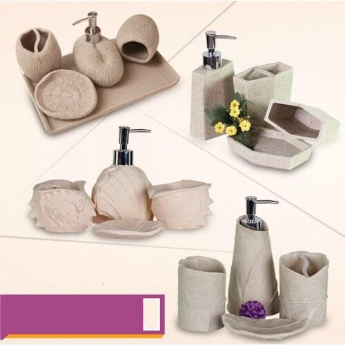 Resin Bathroom Accessories 4pcs in 1 set European Rome Aristocracy Bath Sets Lotion Dispenser Bath Resin Cup Toothbrush Holder